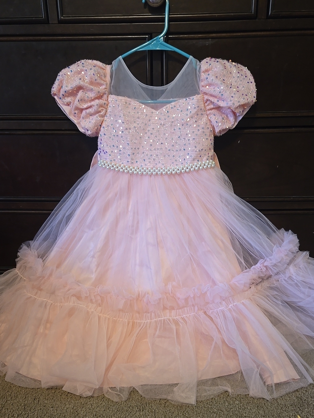 Girls' Size 5 Pink Sequin Tulle Princess Dress